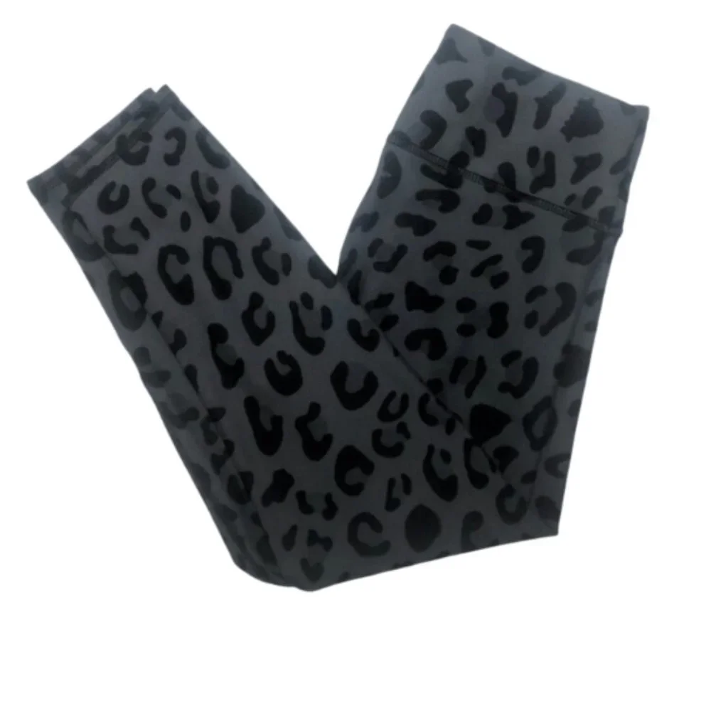 Becco Grey & Black Animal Print Leopard Leggings - Picture 1 of 5